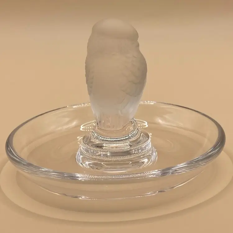 Lalique Crystal Rapase (Bird Of Prey) Ring Or Pin Dish, 2 1/2” Tall X 4” Diameter