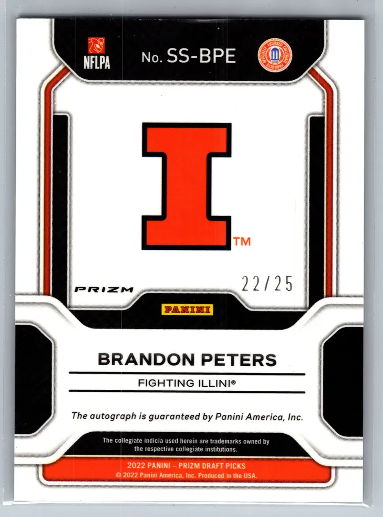 Brandon Peters 2022 Panini Prizm-Prizm Draft Picks #SS-BPE Green Pulsar /25 Auto