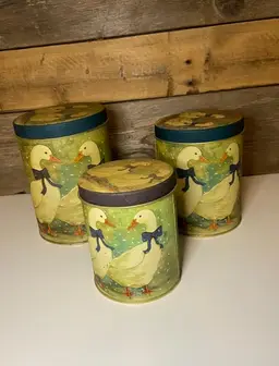 Vintage Geese Nesting Tins: Winter Canister Set of 3 Country Farmhouse CottageCore Retro