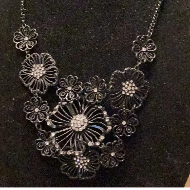 # 22. Black Metal Necklace With Earrings