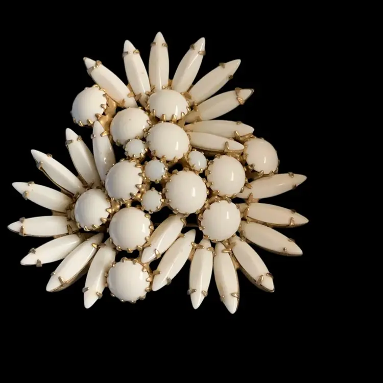 Milk Glass Brooch