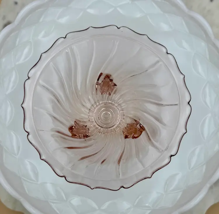 Jeannette Pink Depression Glass Footed Bowl