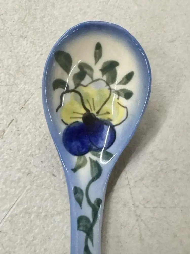 Hand Painted Polish Pottery Jam Spoon 5"