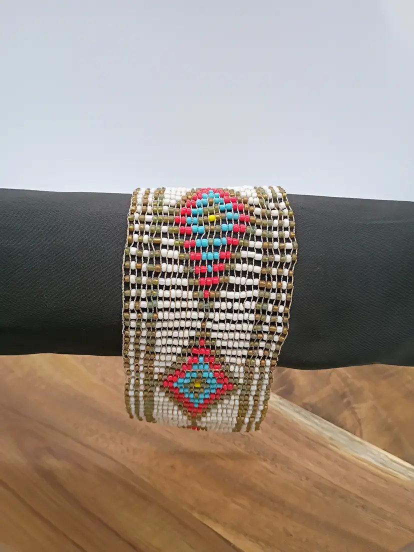 Hand Woven Beaded Tribal Armlet XXL 2" Cuff Fit Arm Circumference of 11 inches