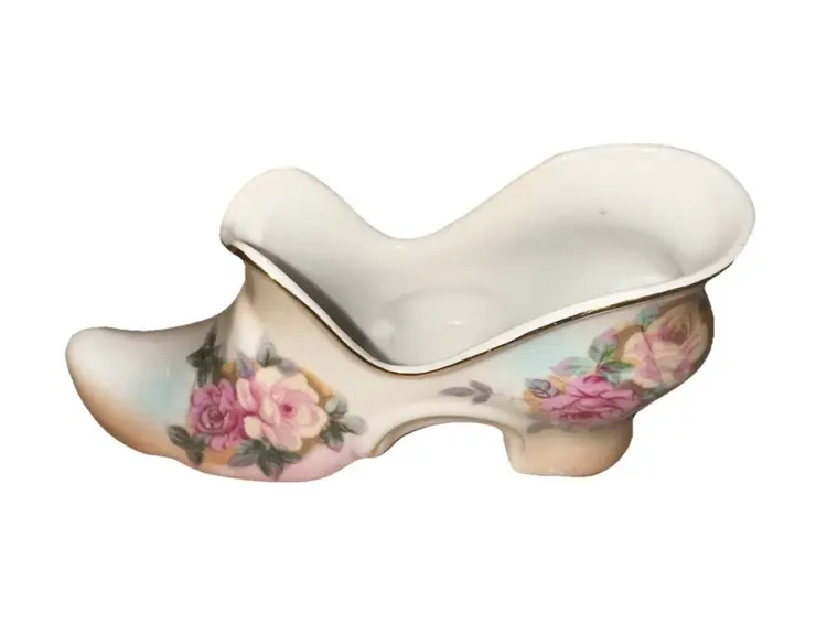 Shoe Victorian RS Reinhold Schlegelmilch Hand Painted Porcelain Vintage