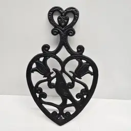 Cast Iron Trivet Pot Holder Bird in Heart