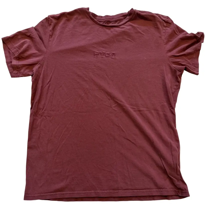 RVCA Embroidered Maroon Standard Wash Classic Fit Unisex T-Shirt Size M