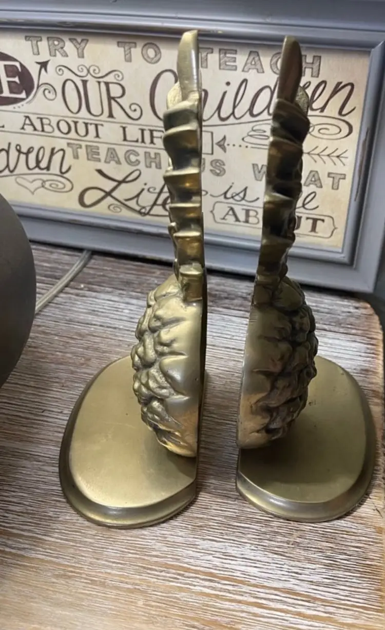 Lovely Vintage set of  Mid century brass pineapple bookends