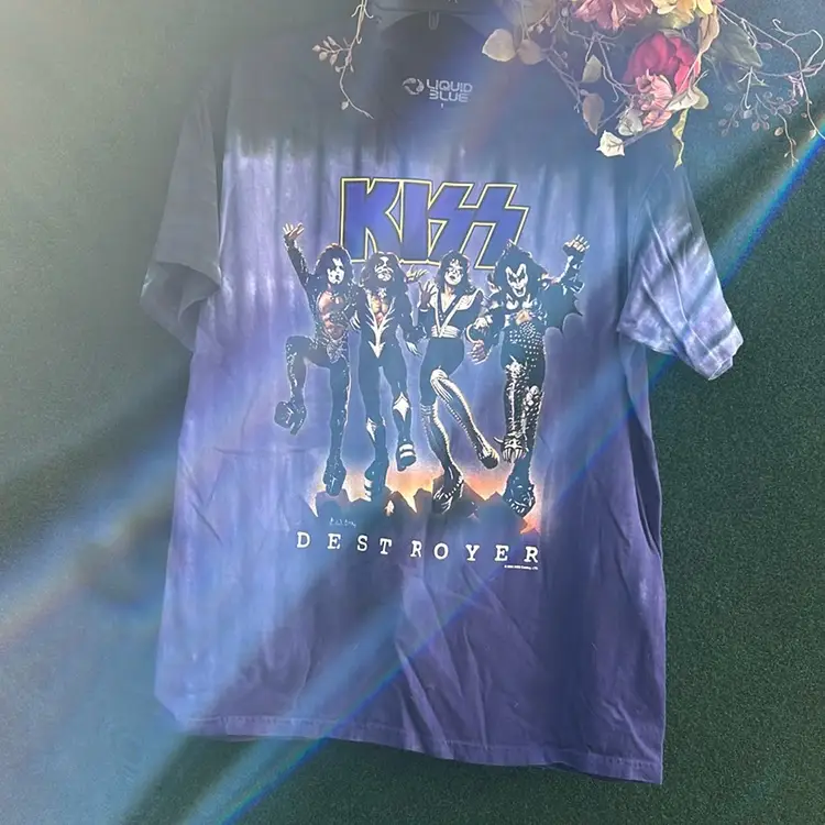 Kiss “Destroyer” Printed Tye-dye Purple And Black , Official Merchandise , 2005