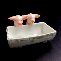 Fairing Pigs Ceramic German Novelty Salt Toothpick Holder Massachusetts Vintage