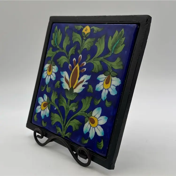 Vintage Trivet, Iron Tile Art