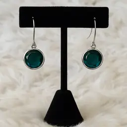 Blue/Teal Dangle Earrings with Decorative Filigree Sides