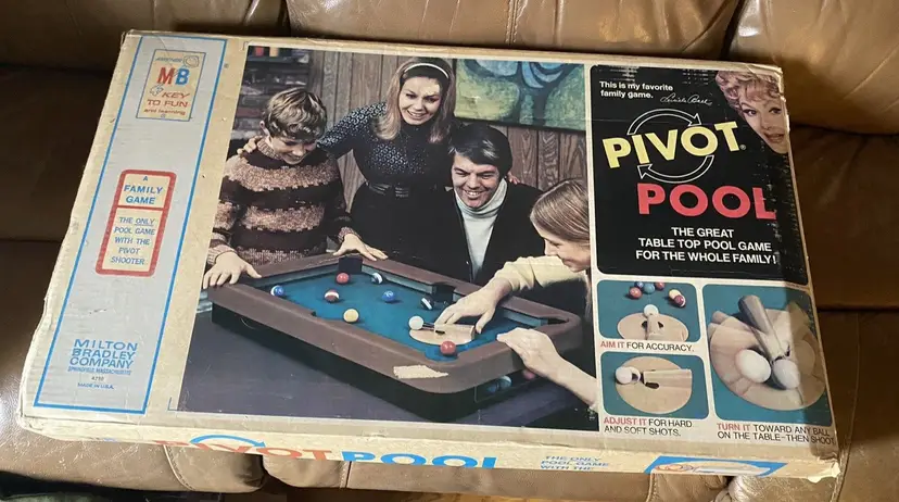 Vintage 1972 Milton Bradley Pivot Pool Tabletop Game 100% Complete