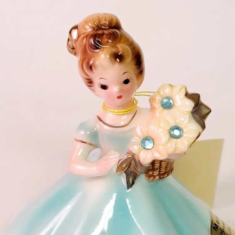 Vintage Josef Originals March birthstone Girl Figurine
