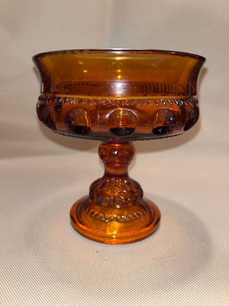 Vintage Amber Indiana Glass Kings Crown Candy Dish