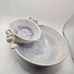 Studio Art Pottery Bowl chips dip Signed