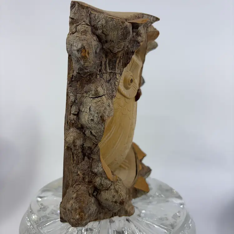 Wooden Carved Owl Sculpture 6H