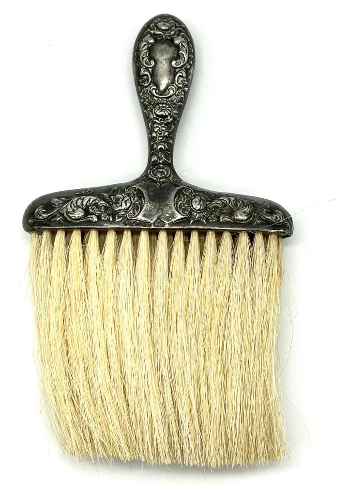 Antique Sterling Silver Horse Hair Crumb Brush Hallmarked