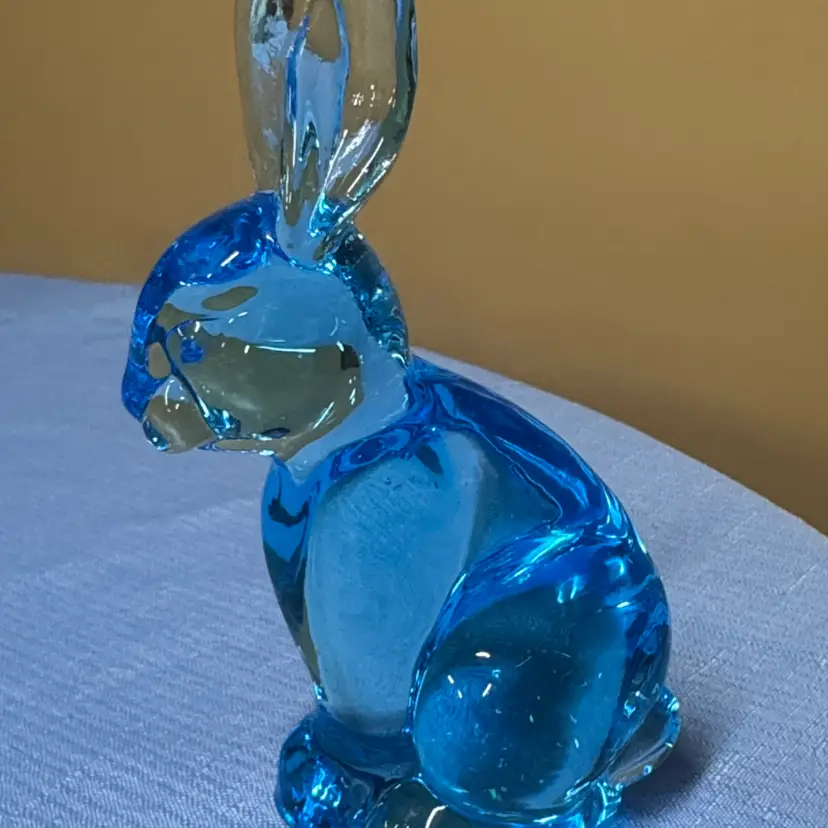 Blue Glass Bunny Figurine - Home Art