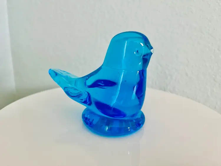 Vintage Glass Bluebird Of Happiness Signed Leo Ward