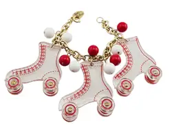 Vintage NOS Julie Rubano Rare Lucite Roller Skate Charm Bracelet (A9006)