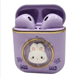 Anime Style Wireless Bluetooth Earbuds 5.3 Cute Character Case USB-C Purple