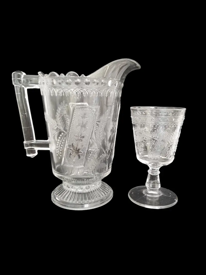 EAPG Pray Rug Lemonade Pitcher and Goblet