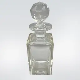 Vintage Small Crystal Glass Decanter 4” Bottle 8” Total, Minor Chips Hand Blown