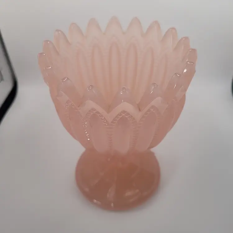 French Portieux Vallerysthal Opaline Pink Glass Vase/Candy Dish