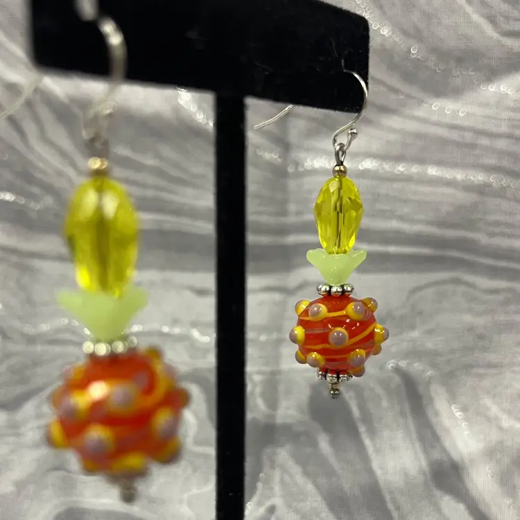 #37 "Saturday Morning Cartoons & Some Captain Crunch Cereal" Series - Mini Perfume Bottle - Handmade by Me -- Lampwork Glass Earrings