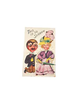 Antique Comedic Romance Postcard 'This Is So Sudden' Edwardian Couple Vinegar