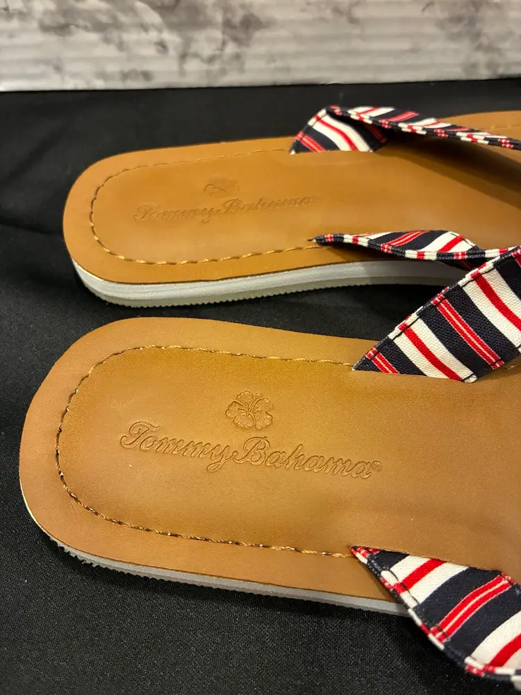 Tommy Bahama Speedwell Red White & Blue Striped Flip Flop Sandals Women's Size 7