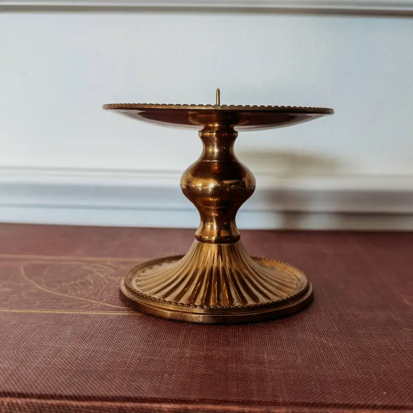 Solid Brass Pillar Candle Holder
