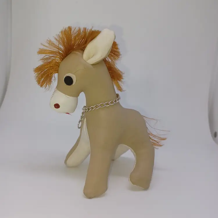 Vintage 1950s 1960s Faux Leather Donkey Plush Japan 6"