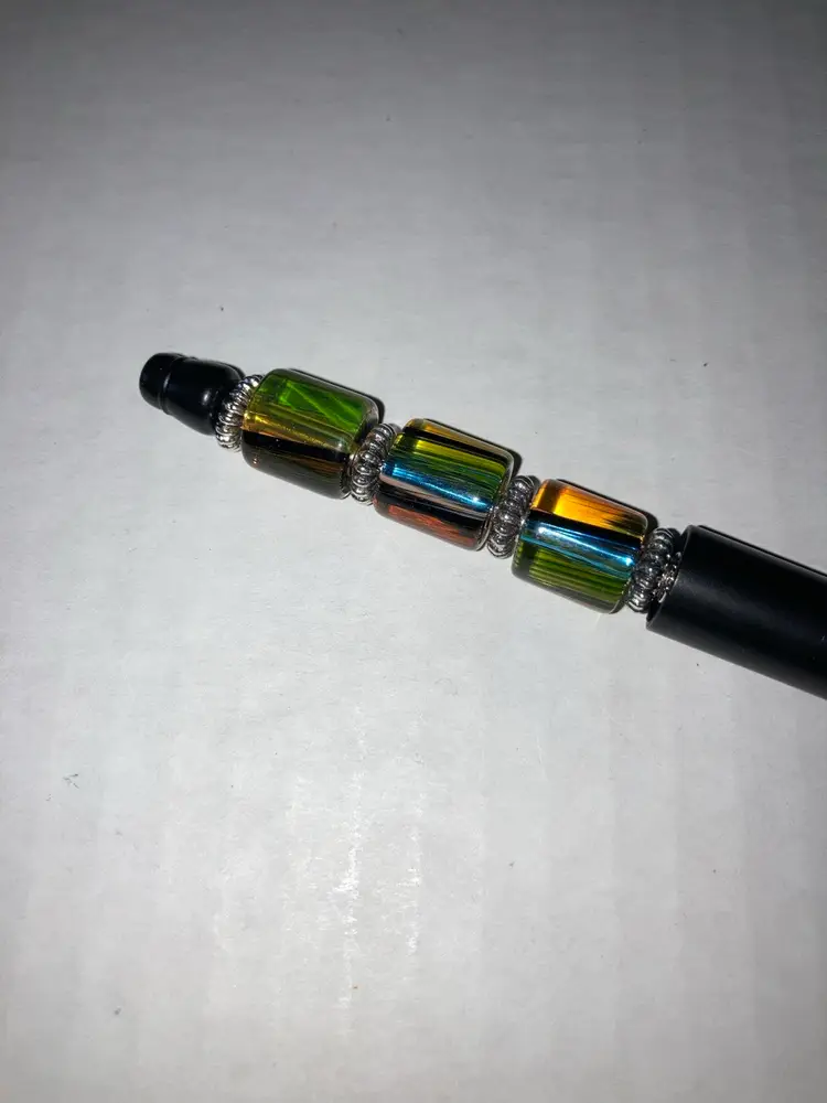 Fidget Pen Handmade By Me! Black Ink! 5 1/2” Made With Glass Beads!