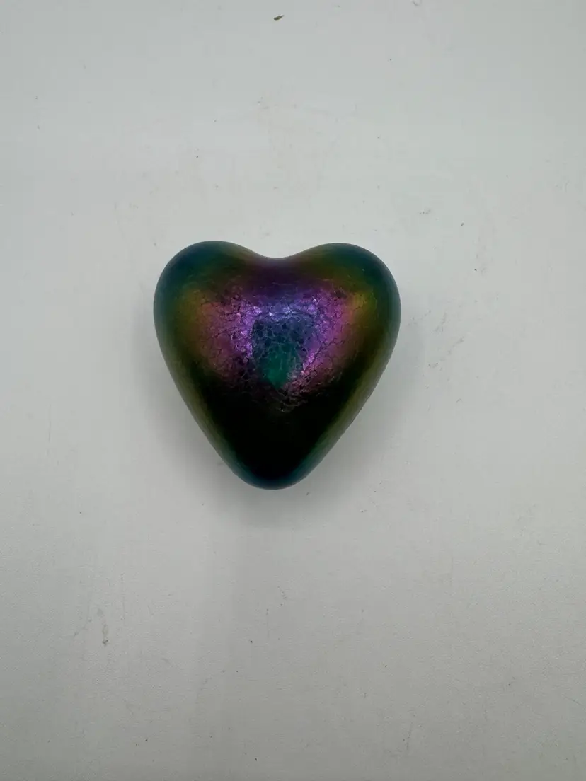 Robert Held Art Glass Iridescent Heart Paperweight
