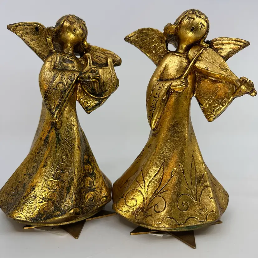 Reuge Gilded Angels Rotating Music Boxes Swiss Made Set/2