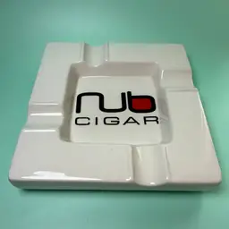 NUB Large Coffee Table Tabletop Ceramic Cigar 4 Finger Ashtray White Man Cave
