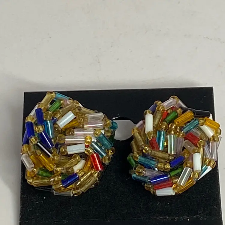Multicolored Beaded Stud Earrings