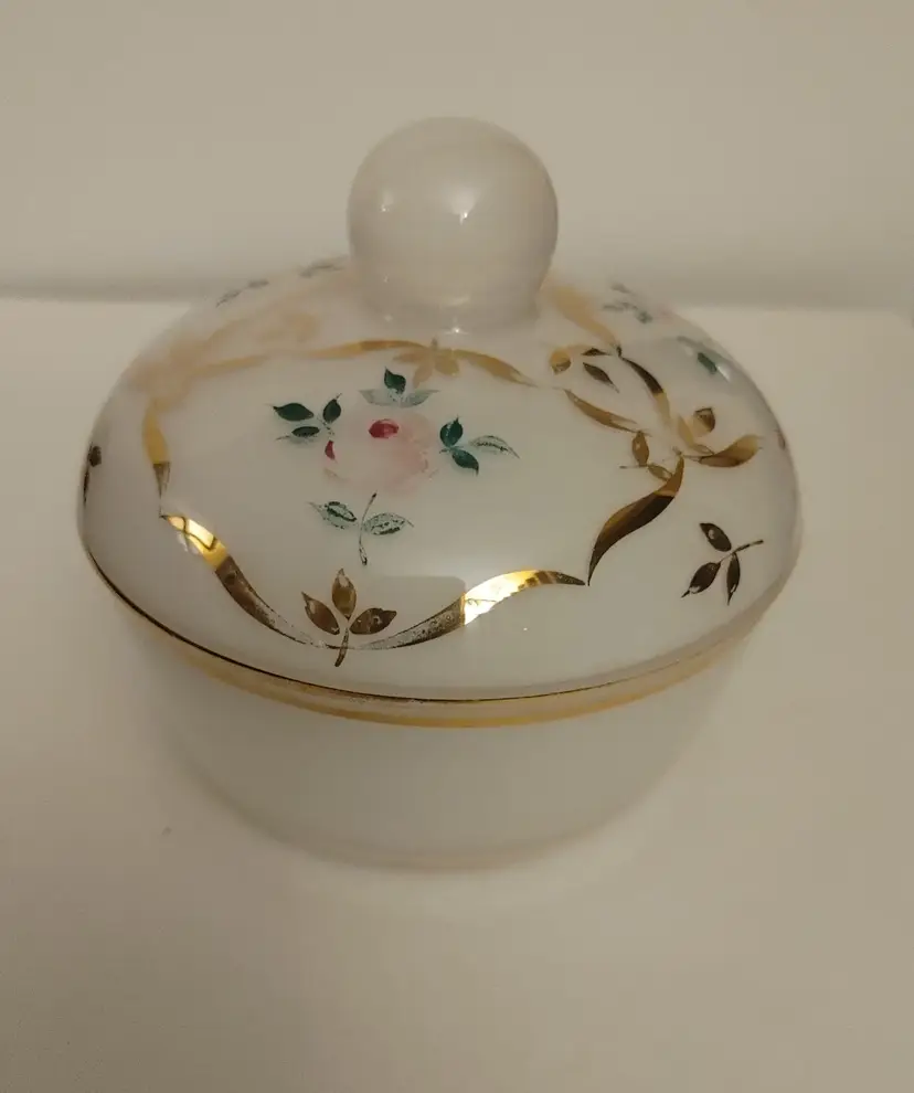 Vanity jar. 1970's. 4.5 diameter. No condition issues.
