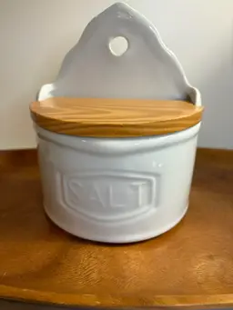 Ceramic Salt Cellar With Wood Lid