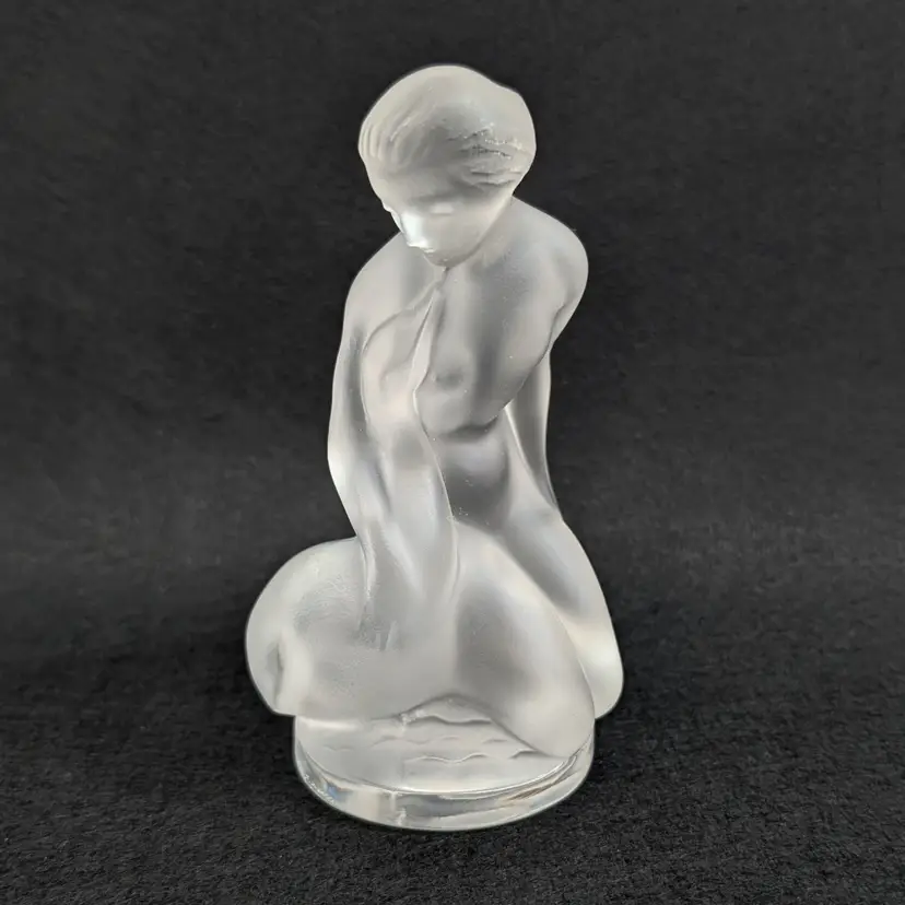 Vintage Lalique Nude Female Leda & The Swan Frosted Crystal France Signed 11905