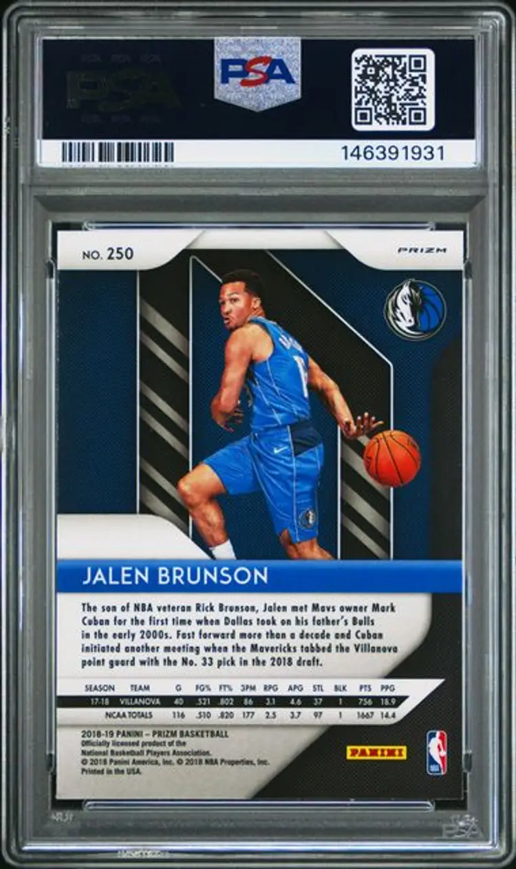 2018 PANINI PRIZM 250 JALEN BRUNSON SILVER PRIZM PSA 10