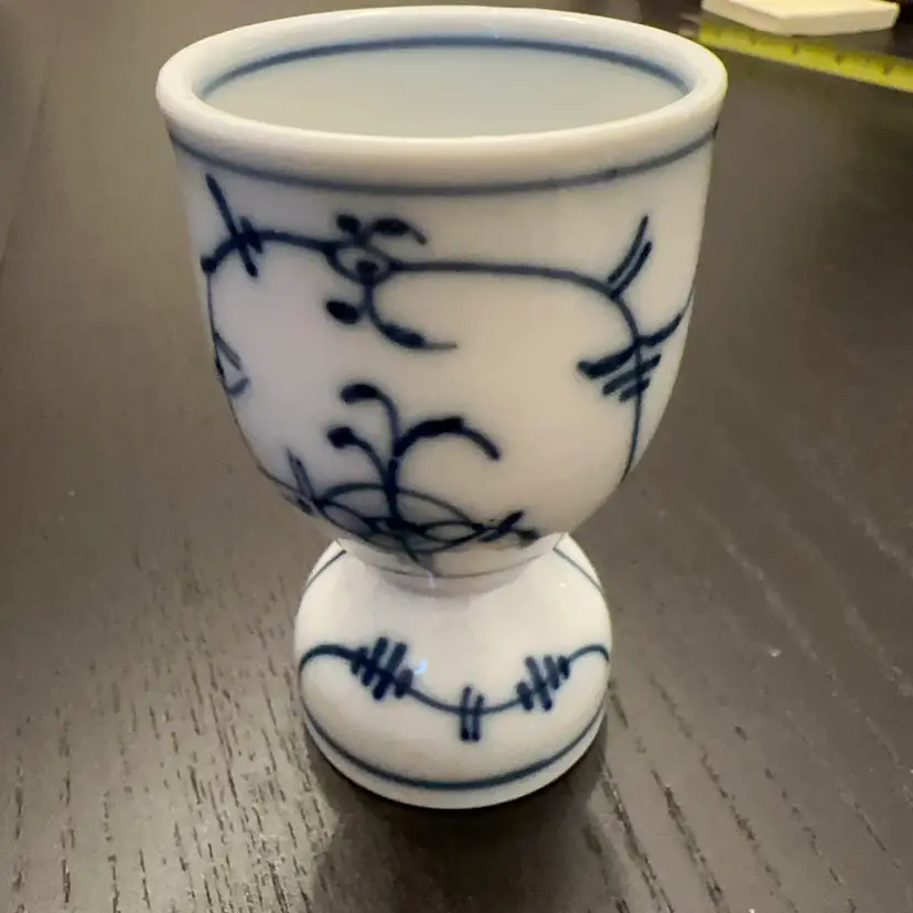 Vintage Royal Tettau Blue Onion Porcelain Double Egg Cup