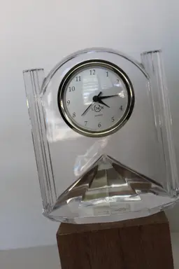 6" Lenox Full Lead Crystal Synchronicity Clock Vintage Quartz Mantle Clock Heavy