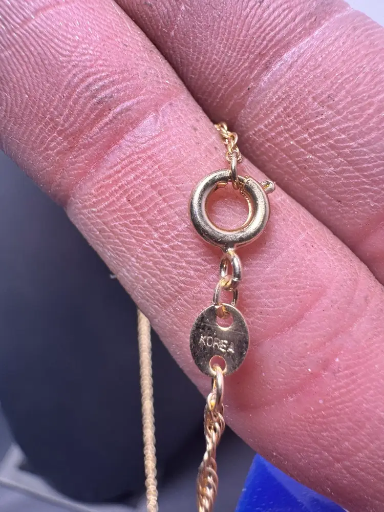 New Old Stock Dainty gold Tone Necklace Signed Korea