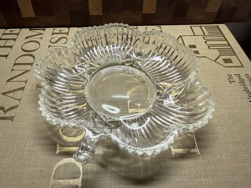 Clover Shaped Glass Candy Dish