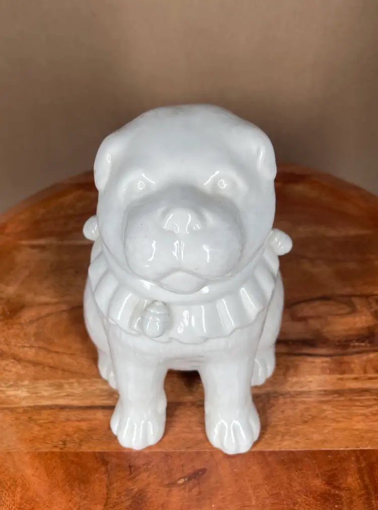 Meiji Hirado Japanese White Porcelain Puppy Dog Animal Figurine