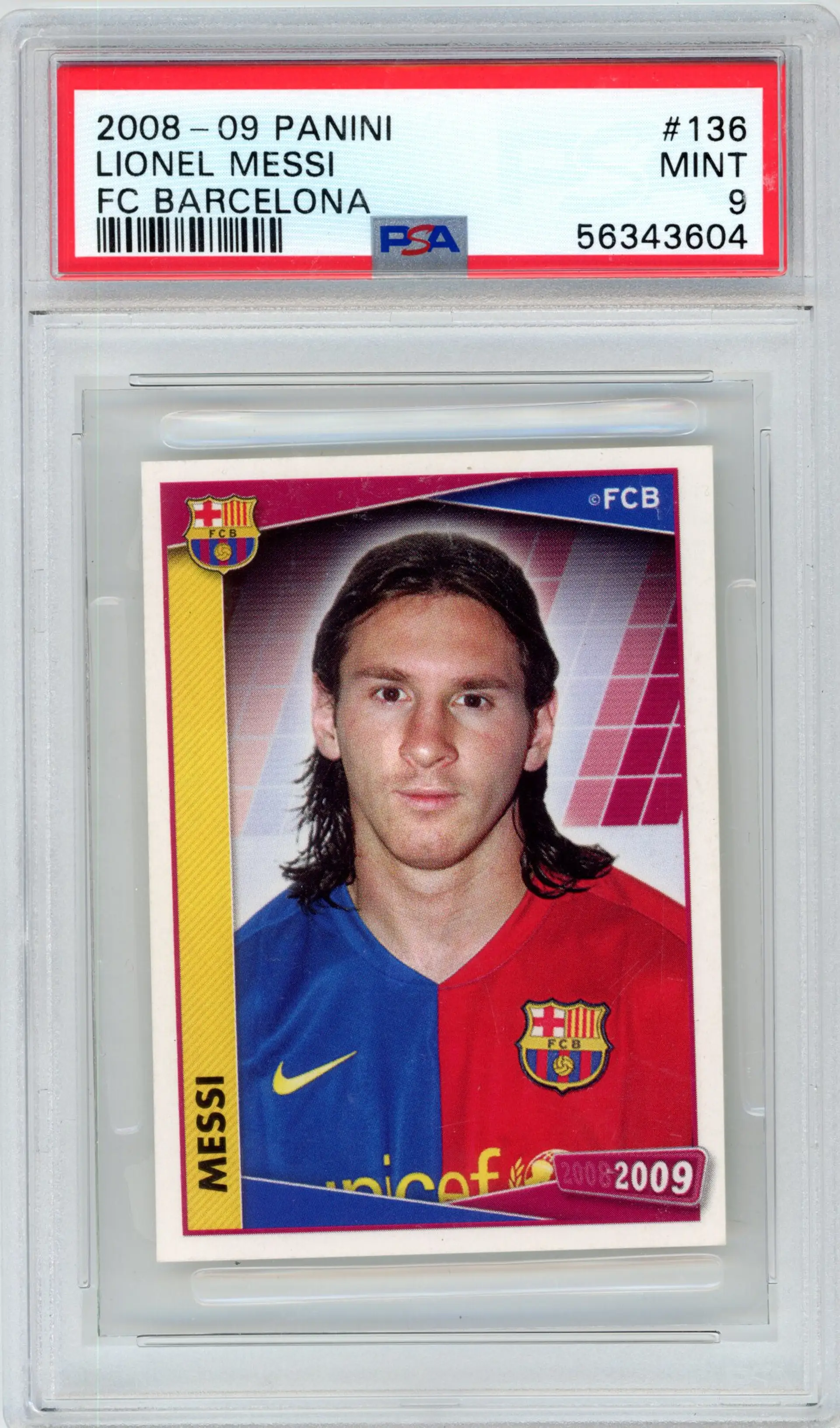 2008-09 Panini LIONEL MESSI #136 FC BARCELONA PSA 9 MINT