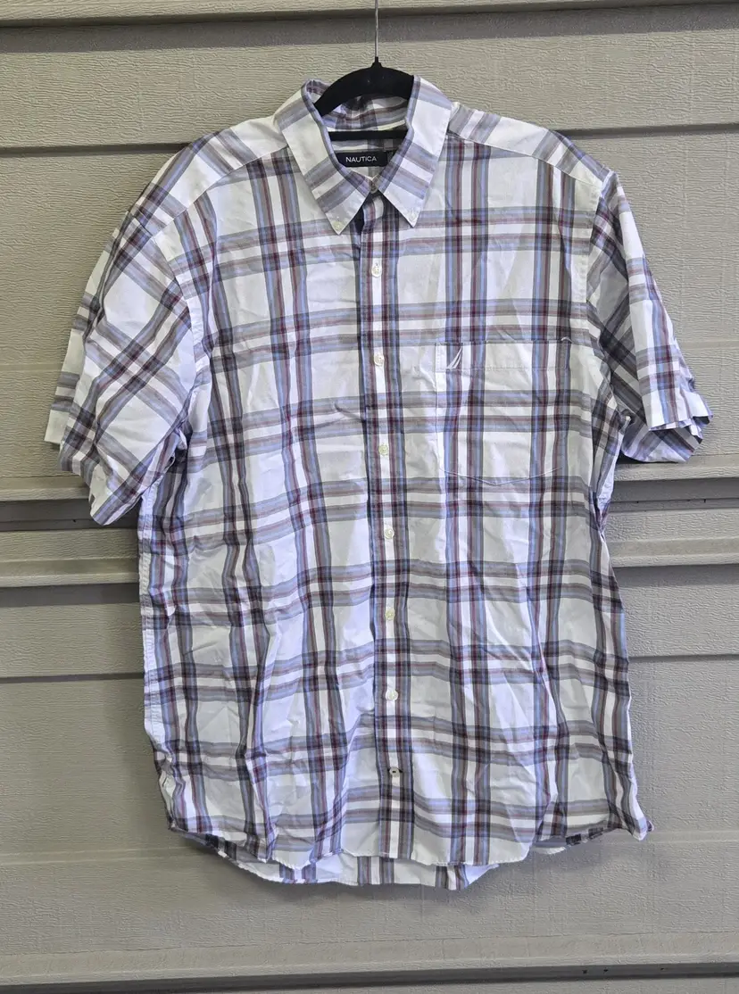 Nautica Men's Plaid Short Sleeve Button Down Shirt Size XLT